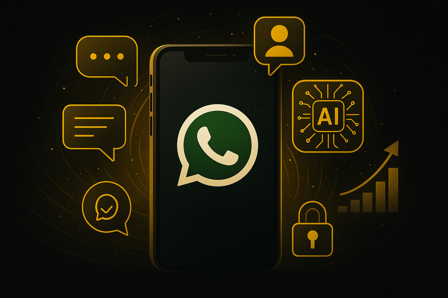 Ilustração Wattent IA e WhatsApp